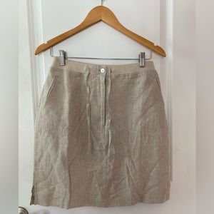 Nancy Tehama 100% linen beige skirt golf